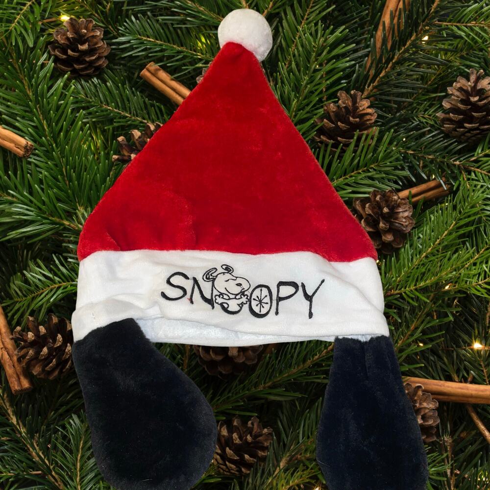 Peanuts Snoopy Christmas Stocking Hat Long Beanie Cap Holiday Pom Pom Adult